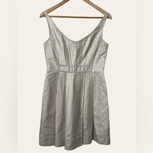 Zac Posen Metallic Linen & Silk Pewter Sleeveless A-Line Cocktail Dress Size 10